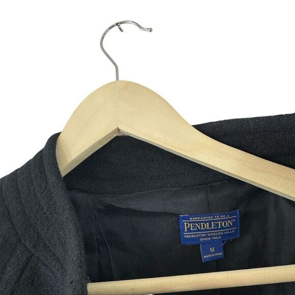 Pendleton Medium Merino Wool Button Jacket Black Wool Classic Lined Womens - Picture 3 of 10